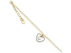 FJC Finejewelers 9 Inch 14 kt Two Tone Gold Twisted and bright-cut Hearts W/ 1in Ext Anklet