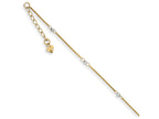 FJC Finejewelers 9 Inch 14 kt Two Tone Gold Cable Two-tone With Mirror Beads W/1in Ext Anklet
