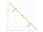 FJC Finejewelers 9 Inch 14k Yellow Gold Polished And Textured Cross W/ 1in Ext. Anklet