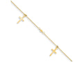 FJC Finejewelers 9 Inch 14k Yellow Gold Polished And Textured Cross W/ 1in Ext. Anklet