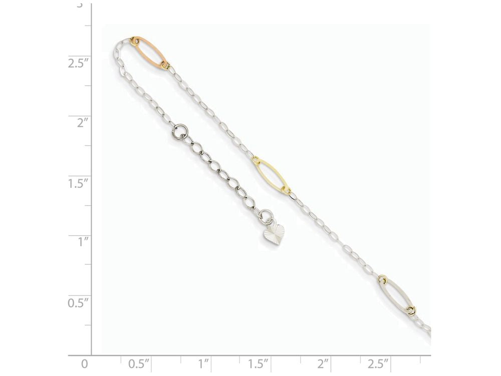 FJC Finejewelers 9 Inch 14 kt Tri Color Gold Oval Link W/ 1in Ext Anklet