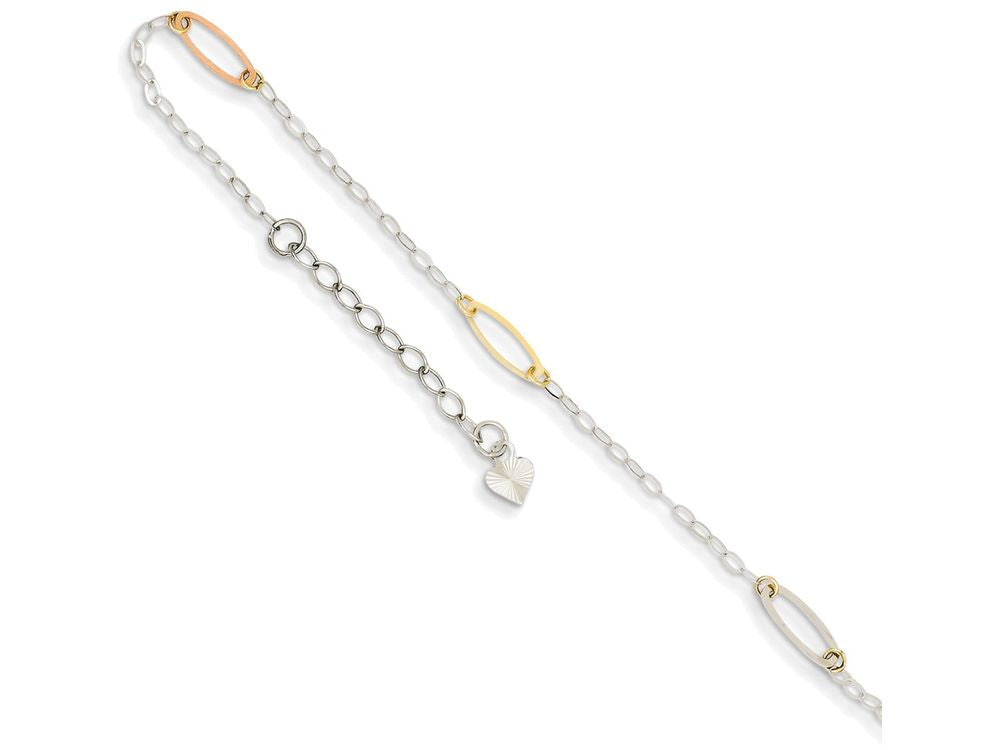 FJC Finejewelers 9 Inch 14 kt Tri Color Gold Oval Link W/ 1in Ext Anklet