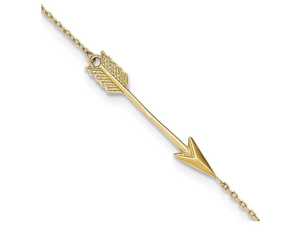 FJC Finejewelers 9 Inch 14k Yellow Gold Polished Arrow W/1 In Ext Anklet
