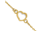 FJC Finejewelers 10 Inch 14k Gold Textured And Polished Heart Anklet