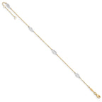 FJC Finejewelers 10 Inch 14 kt Two Tone Gold Textured And Polished Leaf W/ 1" Ext. Anklet