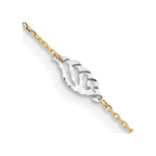 FJC Finejewelers 10 Inch 14 kt Two Tone Gold Textured And Polished Leaf W/ 1" Ext. Anklet