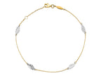 FJC Finejewelers 10 Inch 14 kt Two Tone Gold Textured And Polished Leaf W/ 1" Ext. Anklet