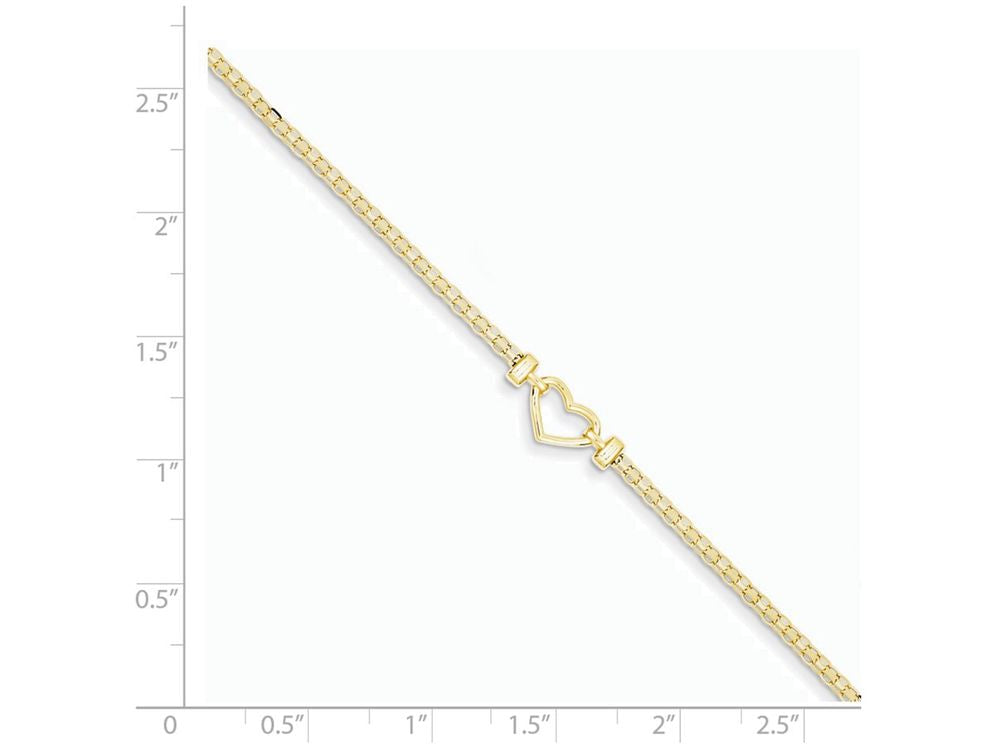 FJC Finejewelers 9 Inch 14k Yellow Gold Fancy Heart Anklet (Smaller Ankles)
