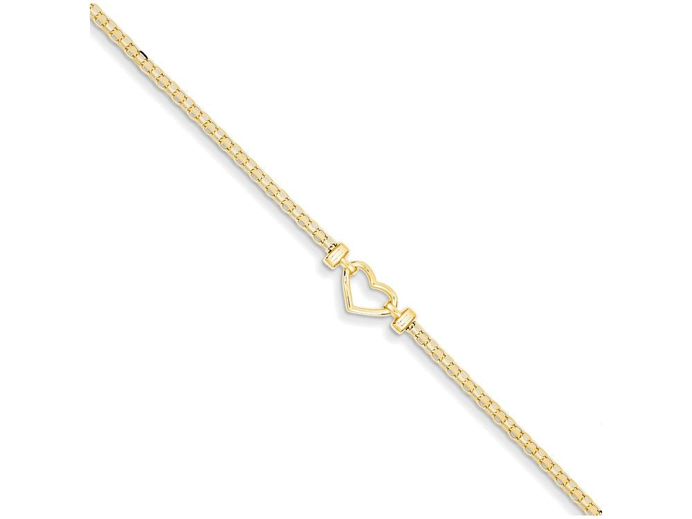 FJC Finejewelers 9 Inch 14k Yellow Gold Fancy Heart Anklet (Smaller Ankles)