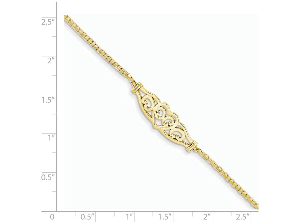 FJC Finejewelers 9 Inch 14k Yellow Gold Heart Anklet (Smaller Ankles)