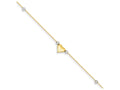 FJC Finejewelers 10 Inch 14 kt Two Tone Gold Polished Puffed Heart With Beads Anklet