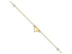 FJC Finejewelers 10 Inch 14 kt Two Tone Gold Polished Puffed Heart With Beads Anklet