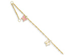 FJC Finejewelers 10 Inch 14k Yellow Gold Adjustable Enameled Butterfly Anklet