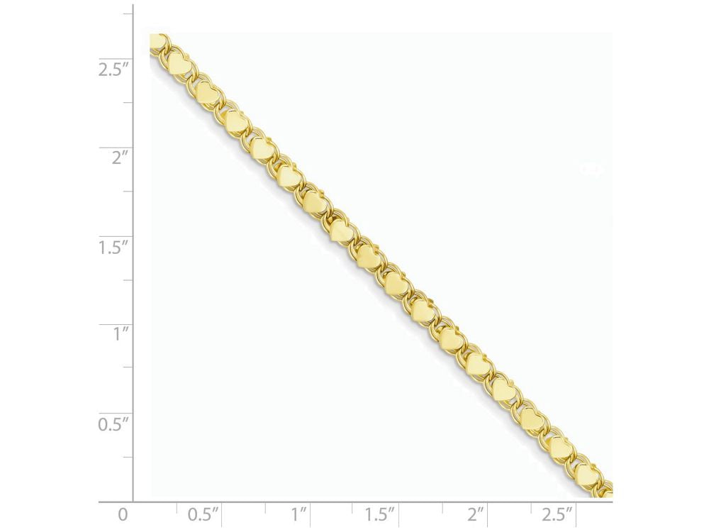 FJC Finejewelers 10 Inch 14k Yellow Gold Polished Double-sided Heart Anklet