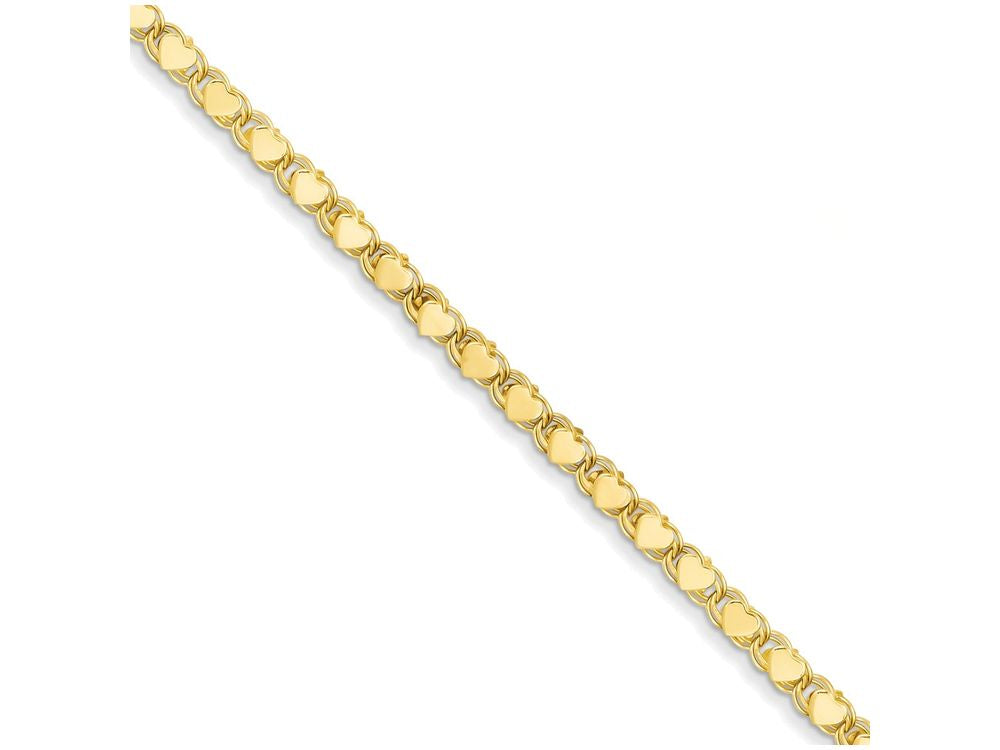 FJC Finejewelers 10 Inch 14k Yellow Gold Polished Double-sided Heart Anklet