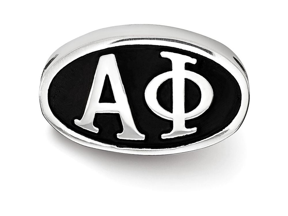 LogoArt Sterling Silver 12.25mm Alpha Phi Oval Letters Bead Charm