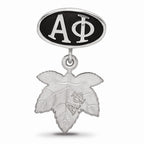 LogoArt Sterling Silver Alpha Phi Bead Charm With Ivy Leaf Dangle Bead Charm