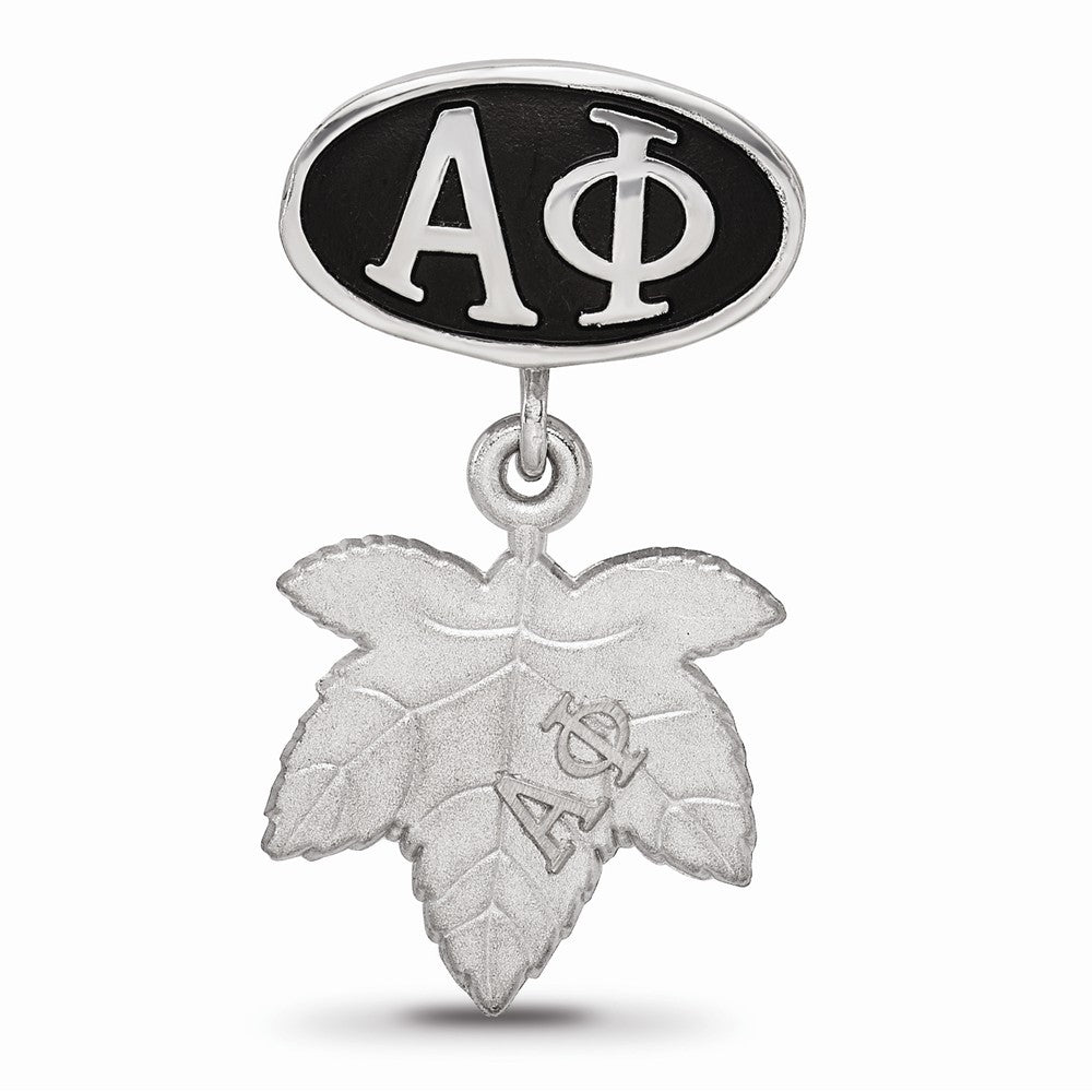 LogoArt Sterling Silver Alpha Phi Bead Charm With Ivy Leaf Dangle Bead Charm