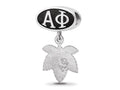LogoArt Sterling Silver Alpha Phi Bead Charm With Ivy Leaf Dangle Bead Charm
