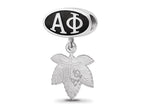 LogoArt Sterling Silver Alpha Phi Bead Charm With Ivy Leaf Dangle Bead Charm