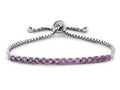 FJC Finejewelers Sterling Silver Slider Chain Adjustable Bracelet with 16 Round Created Pink Sapphire Stones