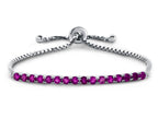 FJC Finejewelers Sterling Silver Slider Chain Adjustable Bracelet with 16 Round Created Ruby Stones