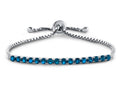 FJC Finejewelers Sterling Silver Slider Chain Adjustable Bracelet with 16 Round London Blue Topaz Stones