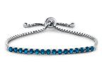 FJC Finejewelers Sterling Silver Slider Chain Adjustable Bracelet with 16 Round London Blue Topaz Stones