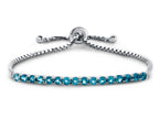 FJC Finejewelers Sterling Silver Slider Chain Adjustable Bracelet with 16 Round Coated Paraiba Topaz Stones