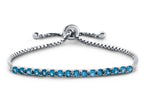 FJC Finejewelers Sterling Silver Slider Chain Adjustable Bracelet with 16 Round Swiss Blue Topaz Stones
