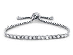 FJC Finejewelers Sterling Silver Slider Chain Adjustable Bracelet with 16 Round White Topaz Stones