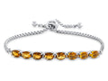 FJC Finejewelers Sterling Silver Slider Chain Adjustable Bracelet with 8 Oval Citrine Stones
