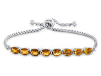FJC Finejewelers Sterling Silver Slider Chain Adjustable Bracelet with 8 Oval Citrine Stones