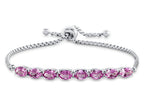 FJC Finejewelers Sterling Silver Slider Chain Adjustable Bracelet with 8 Oval Created Pink Sapphire Stones