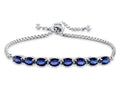 FJC Finejewelers Sterling Silver Slider Chain Adjustable Bracelet with 8 Oval Created Blue Sapphire Stones