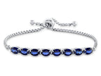 FJC Finejewelers Sterling Silver Slider Chain Adjustable Bracelet with 8 Oval Created Blue Sapphire Stones