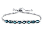 FJC Finejewelers Sterling Silver Slider Chain Adjustable Bracelet with 8 Oval London Blue Topaz Stones