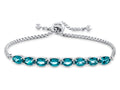 FJC Finejewelers Sterling Silver Slider Chain Adjustable Bracelet with 8 Oval Coated Paraiba Topaz Stones