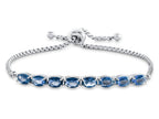 FJC Finejewelers Sterling Silver Slider Chain Adjustable Bracelet with 8 Oval Simulated Aquamarine Stones