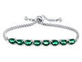 FJC Finejewelers Sterling Silver Slider Chain Adjustable Bracelet with 8 Oval Simulated Emerald Stones