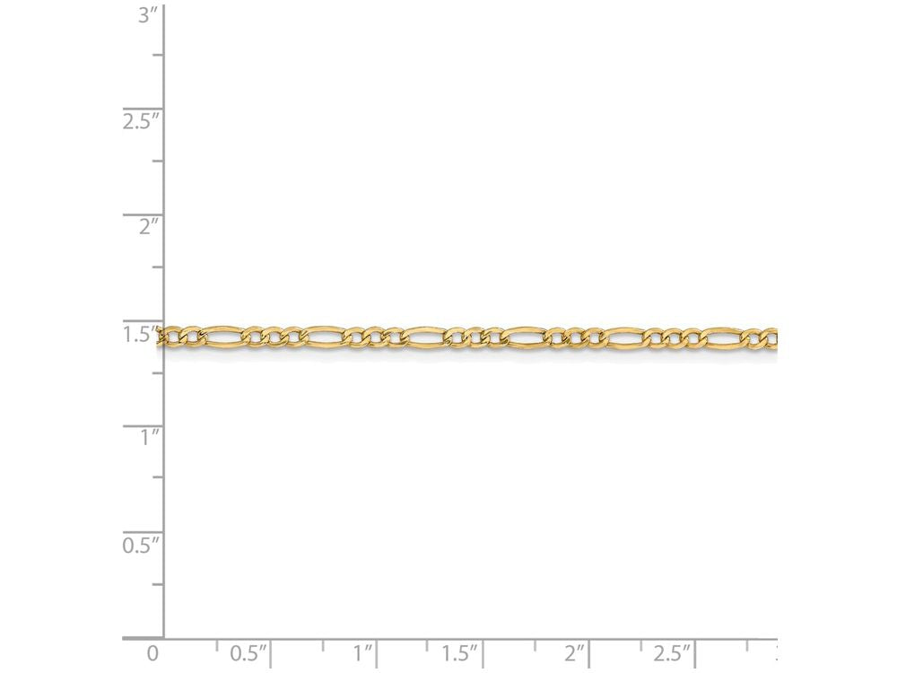 FJC Finejewelers 7 Inch 14k Yellow Gold 2.5mm Figaro Hollow Chain Bracelet