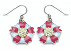 Finejewelers Blue and Pink Enamel Sterling Silver Earrings with Yellow CZ's