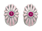 Finejewelers Pink Enamel Sterling Silver Earrings with Pink CZ's