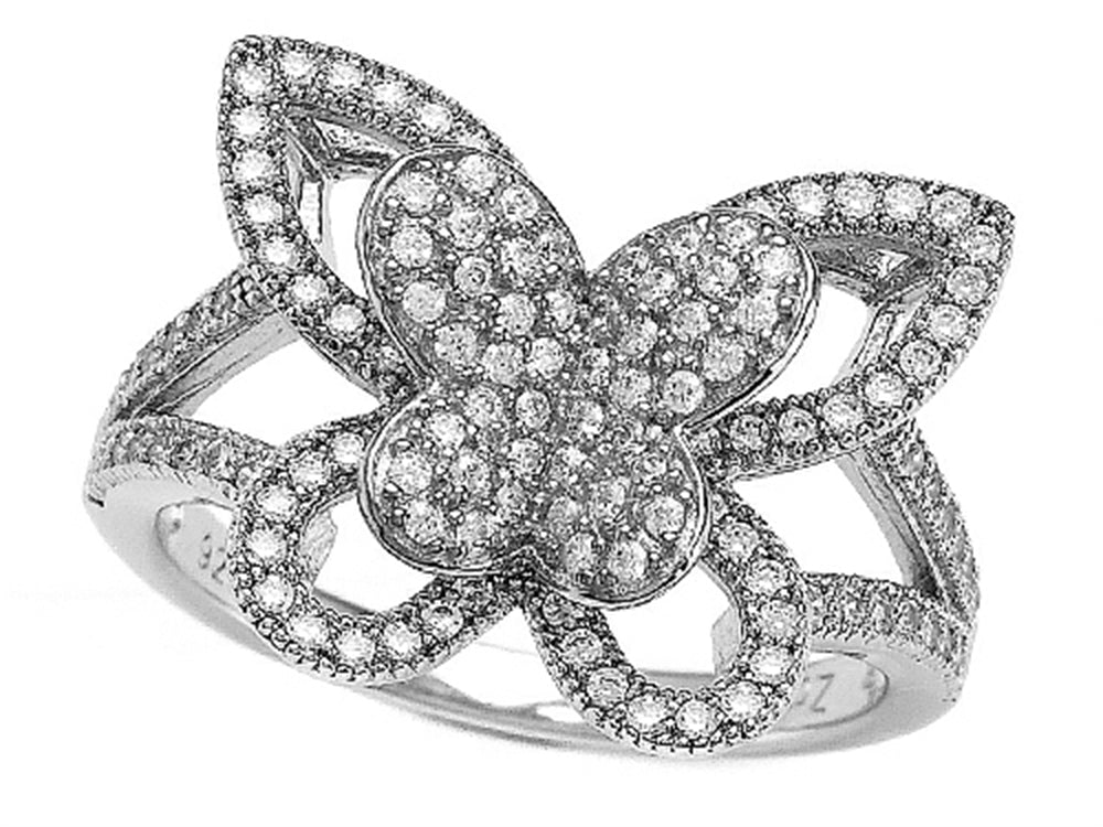 Zoe R™ 925 Sterling Silver Micro Pave Hand Set Cubic Zirconia (CZ) Butterfly Ring
