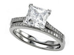 Zoe R™ 925 Sterling Silver Micro Pave Hand Set Cubic Zirconia (CZ) Princess Cut Center Wedding Set