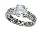 Zoe R™ Micro Pave Hand Set Cubic Zirconia (CZ) Eternity Wedding Set