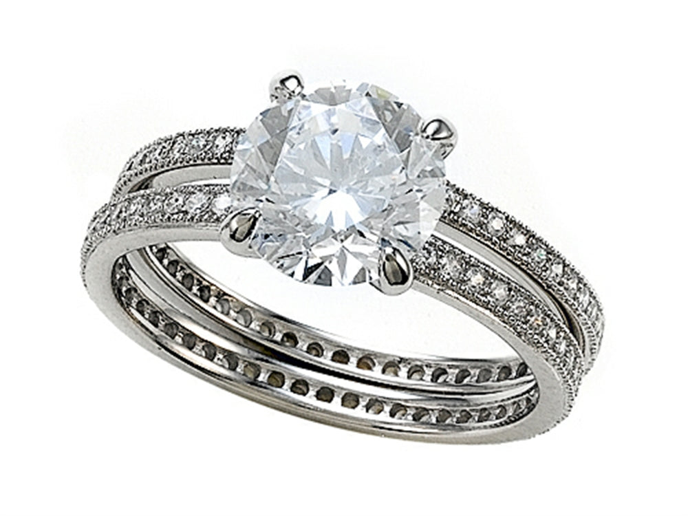 Zoe R™ Micro Pave Hand Set Cubic Zirconia (CZ) Eternity Wedding Set
