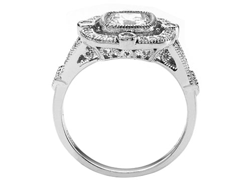 Zoe R™ 925 Sterling Silver Micro Pave Hand Set Cushion-Cut Cubic Zirconia (CZ) Engagement Ring