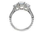 Zoe R™ 925 Sterling Silver Micro Pave Hand Set Cubic Zirconia (CZ) 3 Stone Engagement Ring