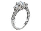 Zoe R™ 925 Sterling Silver Micro Pave Hand Set Cubic Zirconia (CZ) 3 Stone Engagement Ring